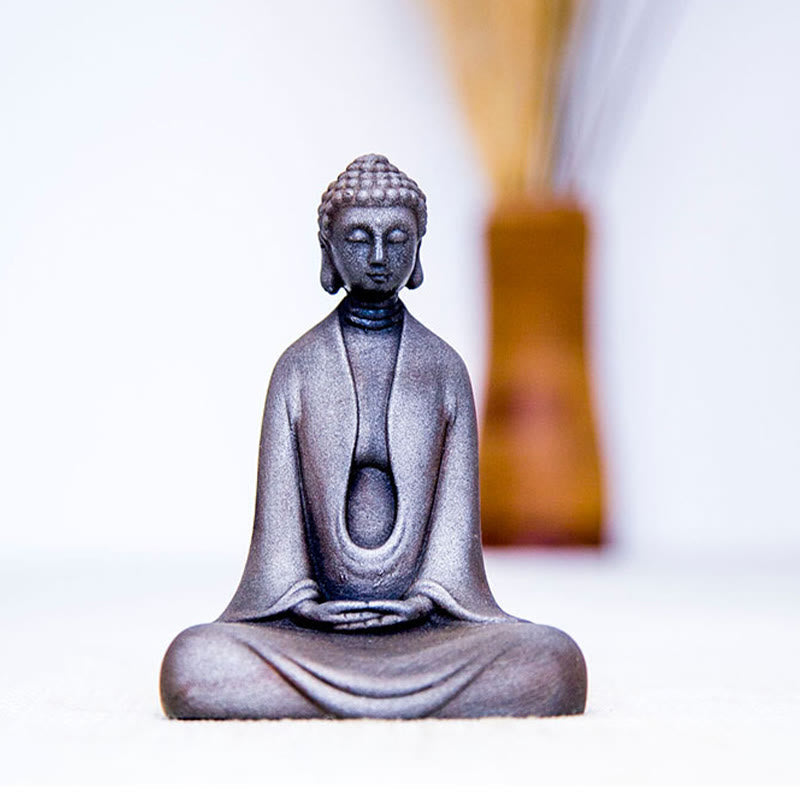 Statue Bouddha Méditation en Poudre de Fer | Sculpture 12 cm Effet Rouille