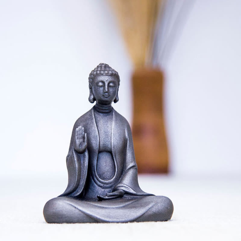 Statue Bouddha Méditation en Poudre de Fer | Sculpture 12 cm Effet Rouille