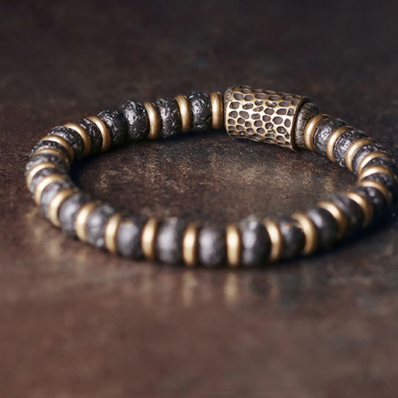 Bracelet Spirituel Bien-Être en Perles de Cuivre & Laiton