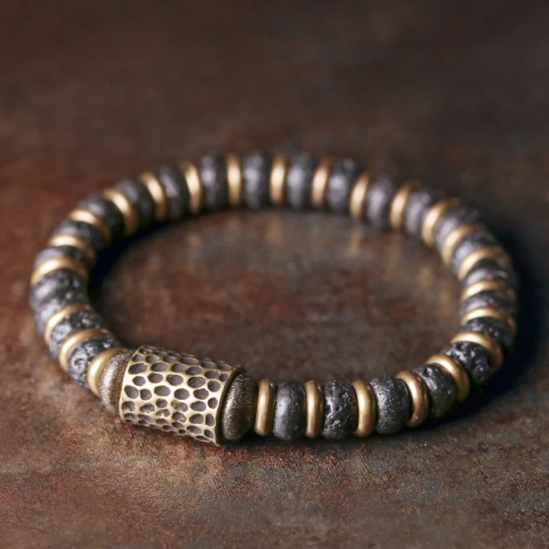Bracelet Spirituel Bien-Être en Perles de Cuivre & Laiton