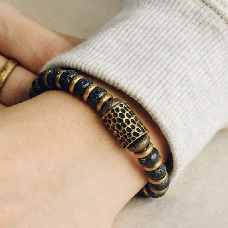 Bracelet Spirituel Bien-Être en Perles de Cuivre & Laiton