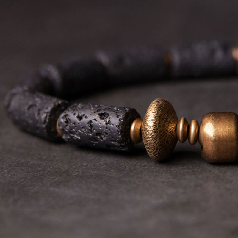 Bracelet Spirituel Unisexe en Pierre de Lave & Cuivre – Abondance & Ancrage