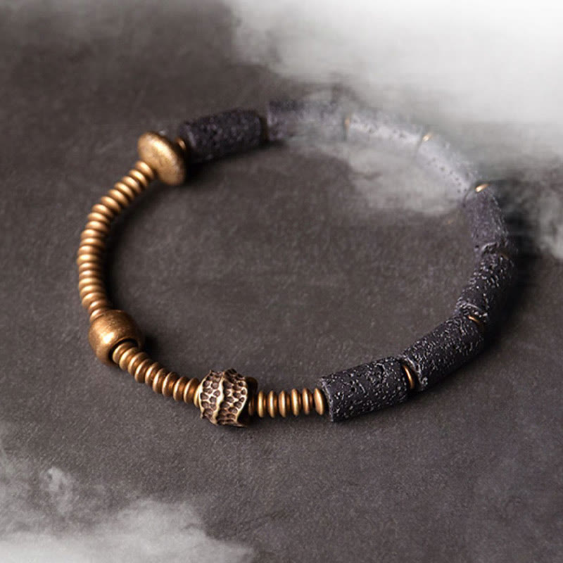 Bracelet Spirituel Unisexe en Pierre de Lave & Cuivre – Abondance & Ancrage
