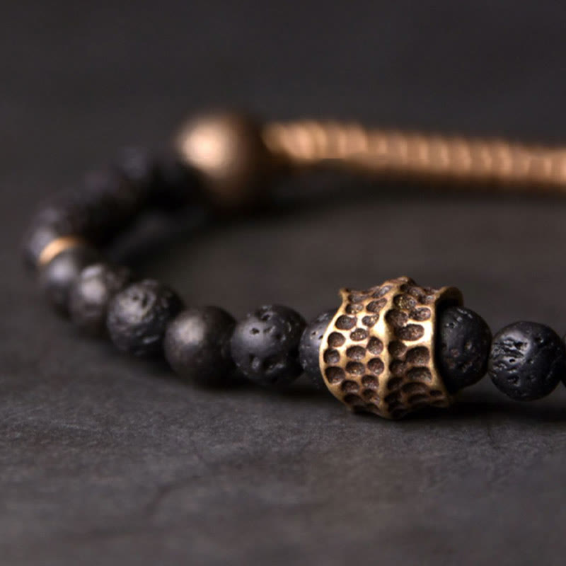 Bracelet Spirituel en Pierre de Lave & Cuivre
