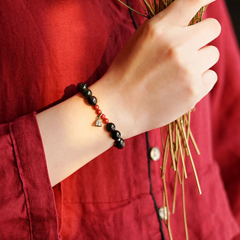 Bracelet Force Protectrice en Obsidienne Noire & Lotus – Perles 6 ou 8 mm