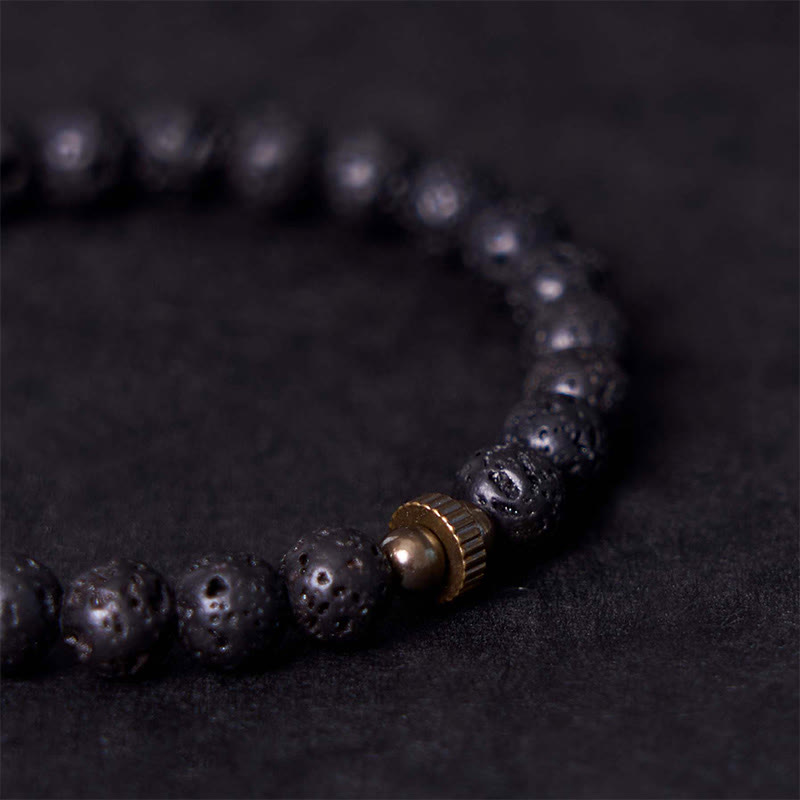 Bracelet Spirituel Apaisant en Pierre de Lave 6 mm & Pendentif Cuivre