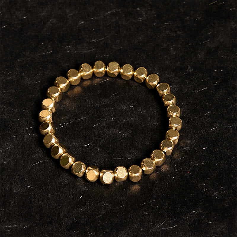 Bracelet Porte-Bonheur en Cuivre Pur, Perles Cubiques 6 mm
