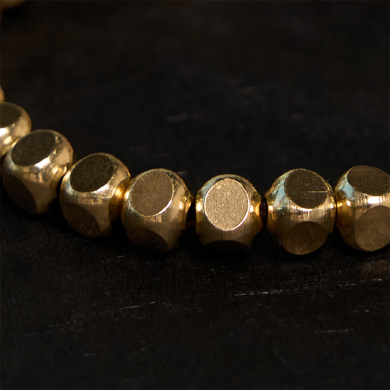 Bracelet Porte-Bonheur en Cuivre Pur, Perles Cubiques 6 mm
