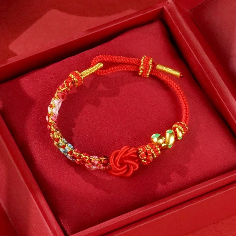 Bracelet de Protection Fil Rouge avec Breloque Serpent en Alliage de Cuivre (Ajustable)