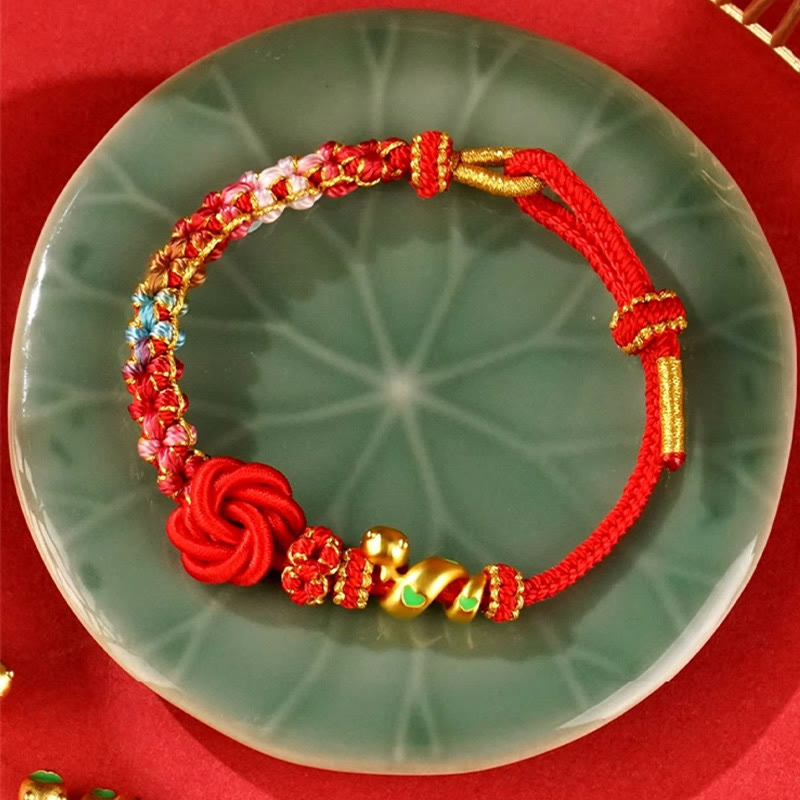 Bracelet de Protection Fil Rouge avec Breloque Serpent en Alliage de Cuivre (Ajustable)