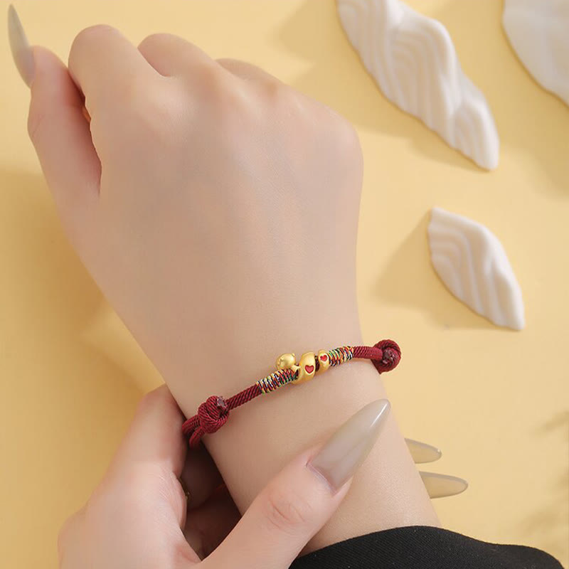 Bracelet de Protection Fil Rouge avec Breloque Serpent en Alliage de Cuivre (Ajustable)