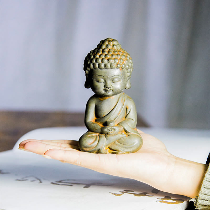 Pierres faites à la main, Ksitigarbha Kwan Yin Guanyin Avalokitesvara Tathagata, poudre de fer rouille, Statue en résine moulée, décoration de la maison