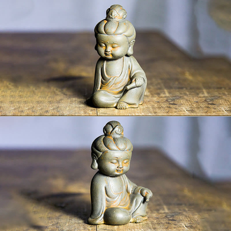 Pierres faites à la main, Ksitigarbha Kwan Yin Guanyin Avalokitesvara Tathagata, poudre de fer rouille, Statue en résine moulée, décoration de la maison