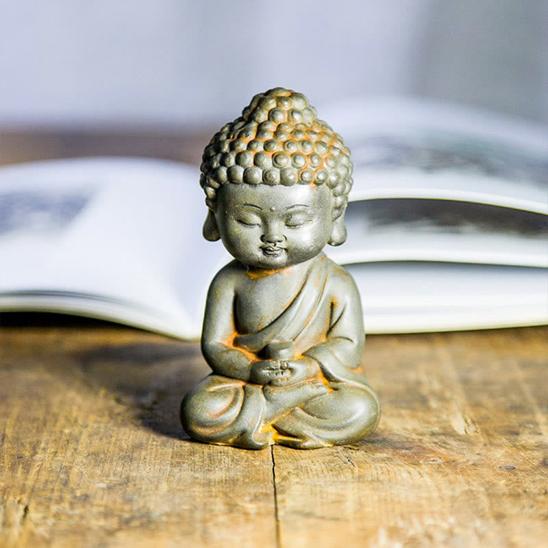Pierres faites à la main, Ksitigarbha Kwan Yin Guanyin Avalokitesvara Tathagata, poudre de fer rouille, Statue en résine moulée, décoration de la maison