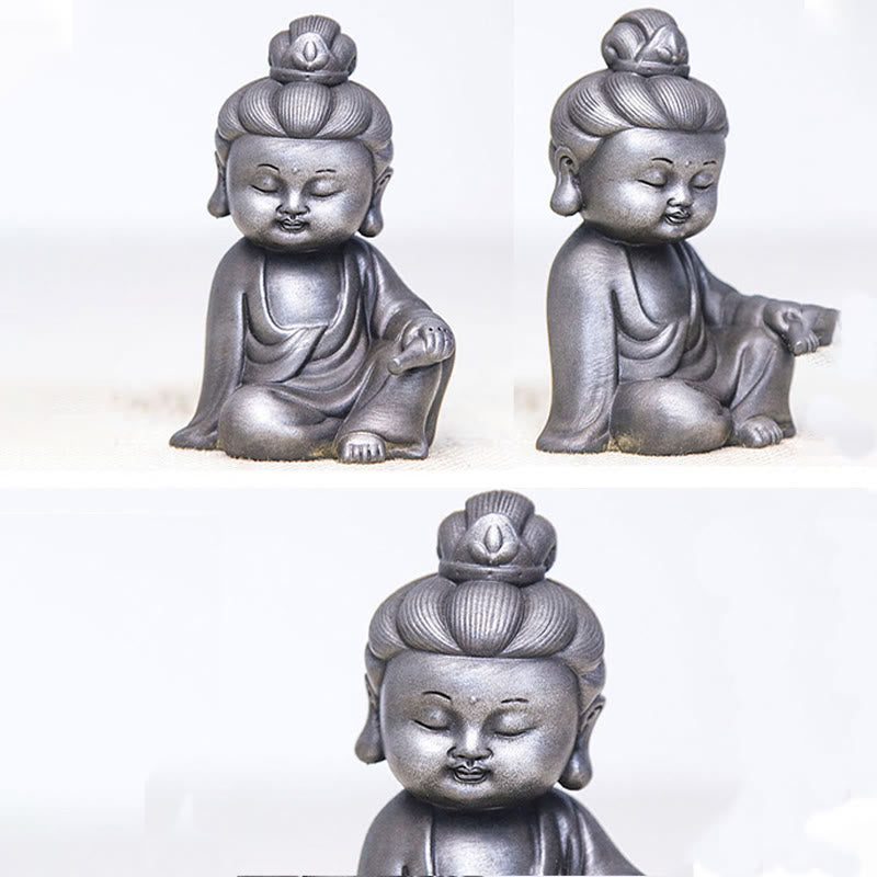 Pierres faites à la main, Ksitigarbha Kwan Yin Guanyin Avalokitesvara Tathagata, poudre de fer rouille, Statue en résine moulée, décoration de la maison