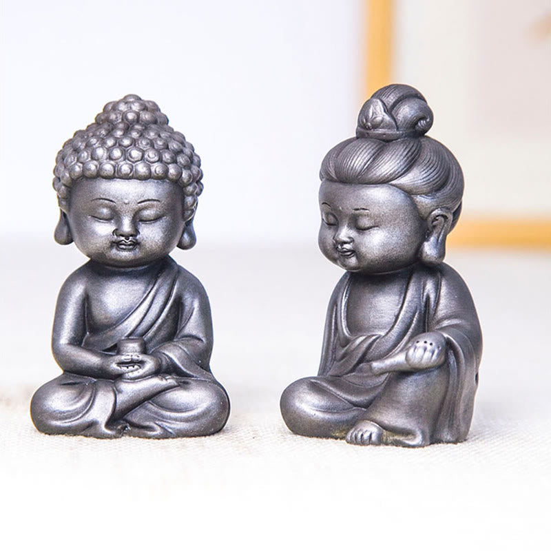 Pierres faites à la main, Ksitigarbha Kwan Yin Guanyin Avalokitesvara Tathagata, poudre de fer rouille, Statue en résine moulée, décoration de la maison