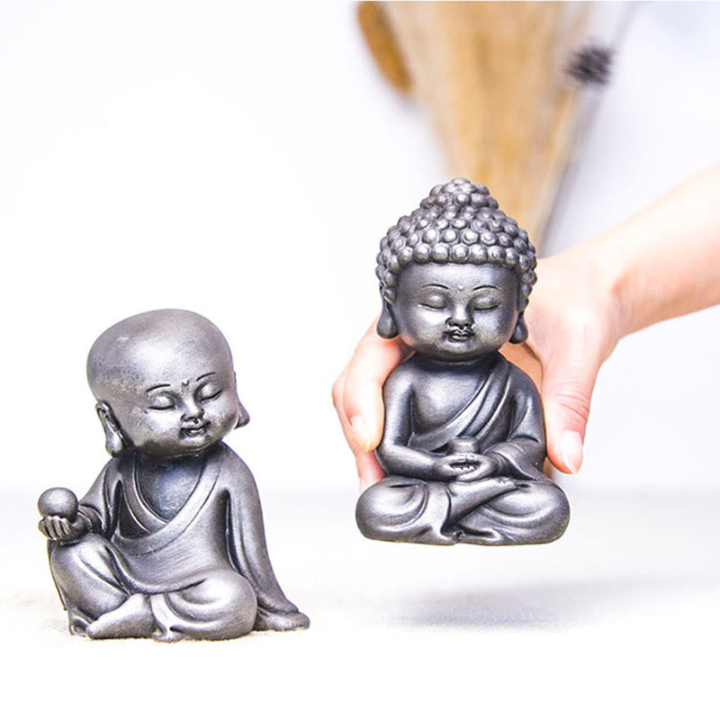 Pierres faites à la main, Ksitigarbha Kwan Yin Guanyin Avalokitesvara Tathagata, poudre de fer rouille, Statue en résine moulée, décoration de la maison