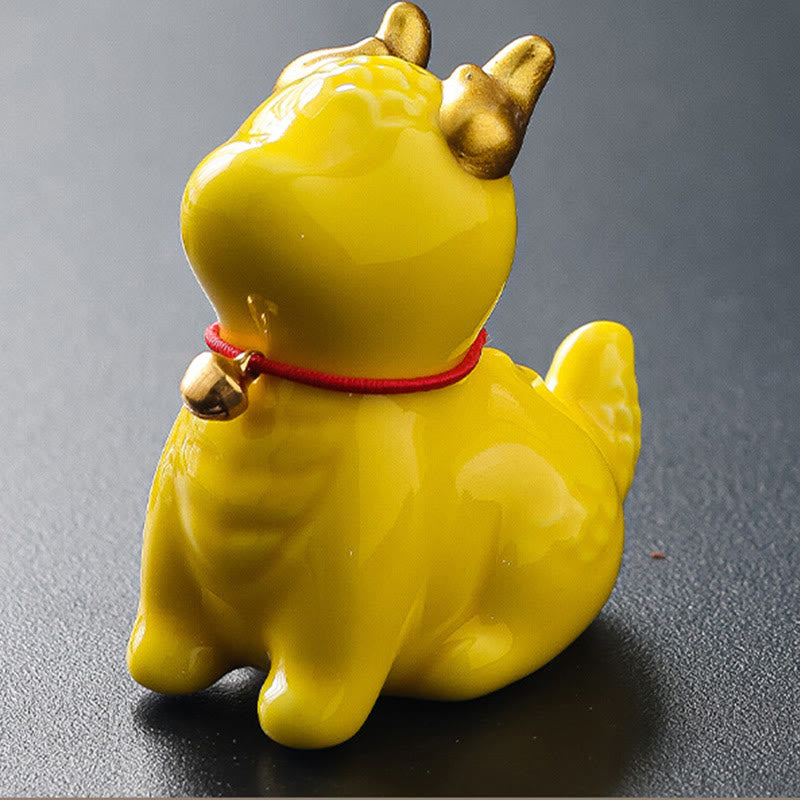 Brûleur d'encens en céramique avec cloche de dragon et Buddha Stones Décoration de bureau