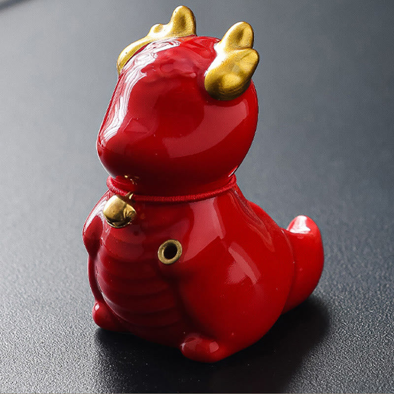 Brûleur d'encens en céramique avec cloche de dragon et Buddha Stones Décoration de bureau