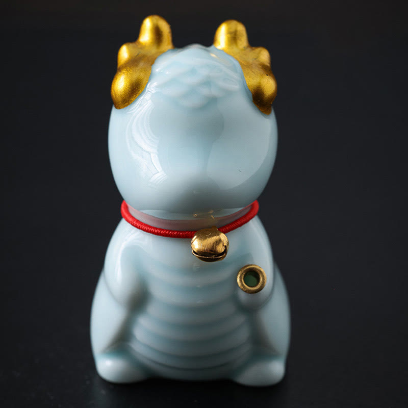 Brûleur d'encens en céramique avec cloche de dragon et Buddha Stones Décoration de bureau