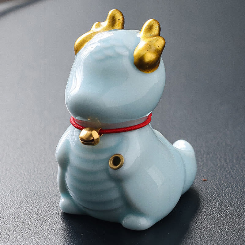Brûleur d'encens en céramique avec cloche de dragon et Buddha Stones Décoration de bureau