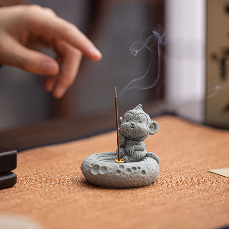 Brûleur d'encens de guérison du zodiaque chinois en Buddha Stones Décoration de bureau