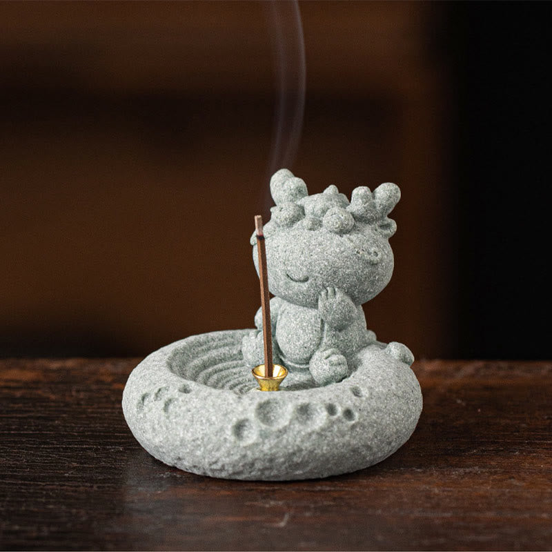 Brûleur d'encens de guérison du zodiaque chinois en Buddha Stones Décoration de bureau