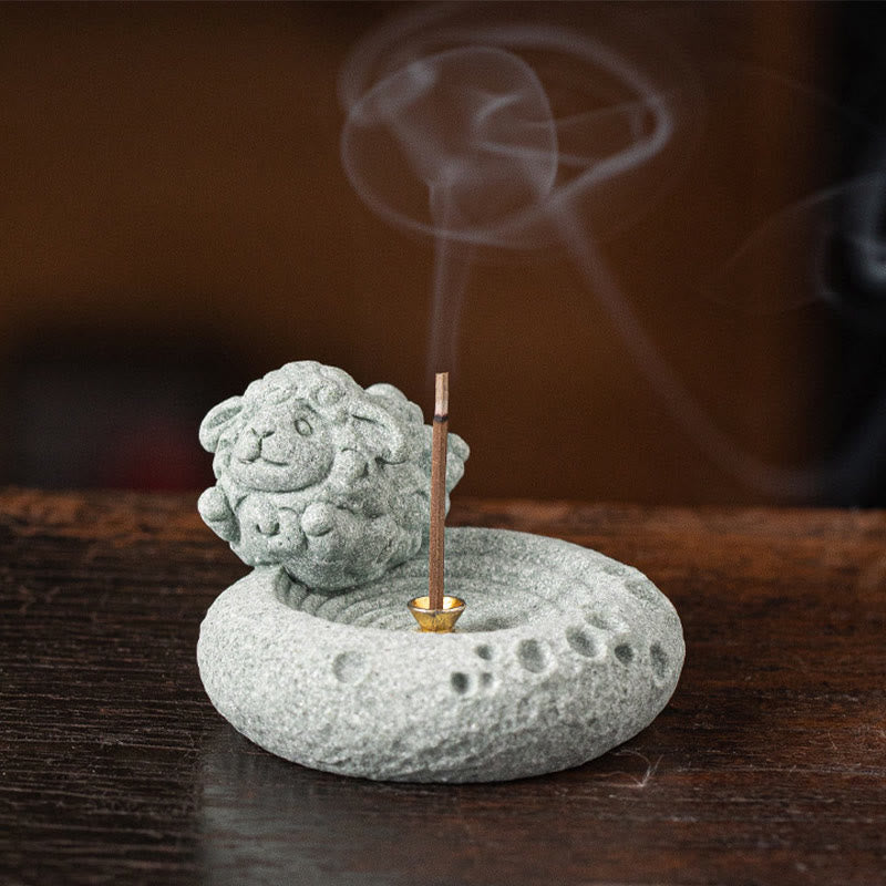 Brûleur d'encens de guérison du zodiaque chinois en Buddha Stones Décoration de bureau
