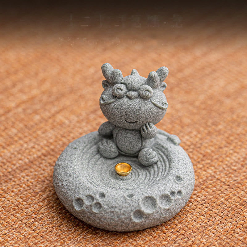 Brûleur d'encens de guérison du zodiaque chinois en Buddha Stones Décoration de bureau