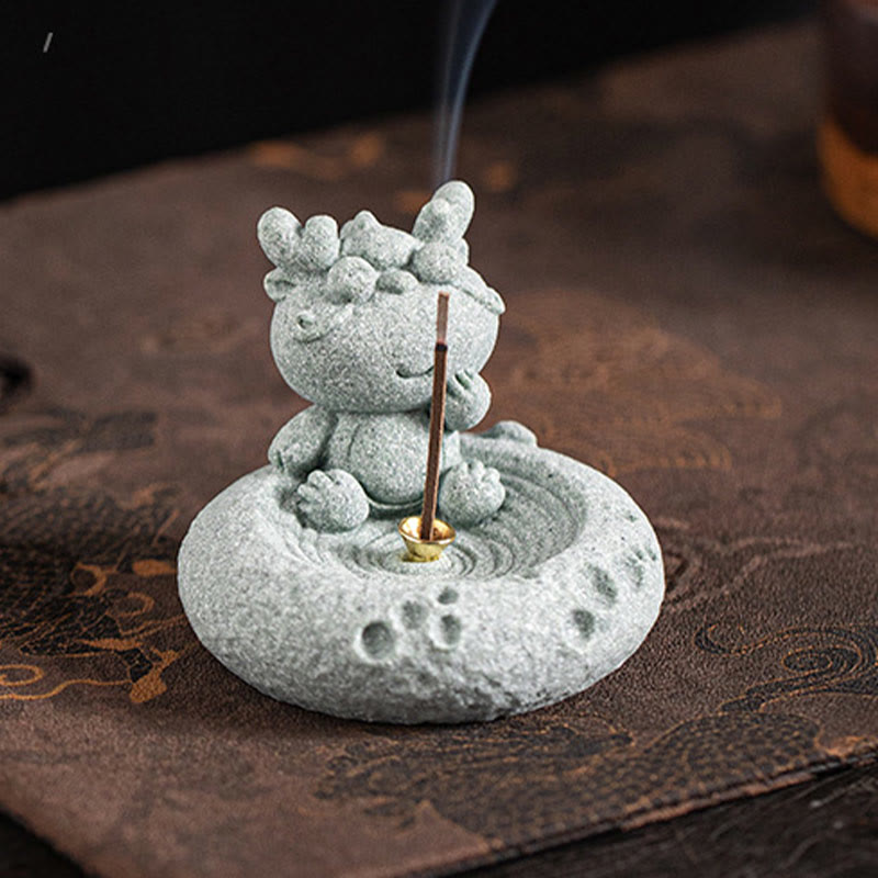Brûleur d'encens de guérison du zodiaque chinois en Buddha Stones Décoration de bureau