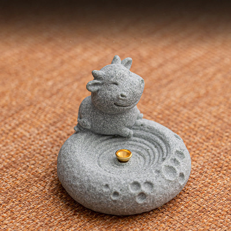 Brûleur d'encens de guérison du zodiaque chinois en Buddha Stones Décoration de bureau