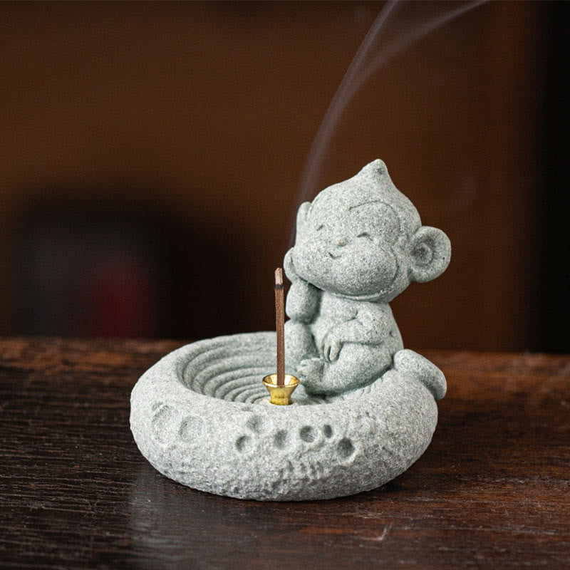 Brûleur d'encens de guérison du zodiaque chinois en Buddha Stones Décoration de bureau