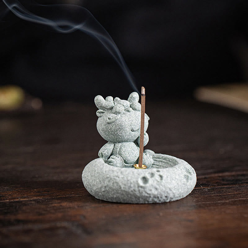 Brûleur d'encens de guérison du zodiaque chinois en Buddha Stones Décoration de bureau