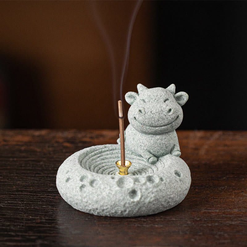 Brûleur d'encens de guérison du zodiaque chinois en Buddha Stones Décoration de bureau