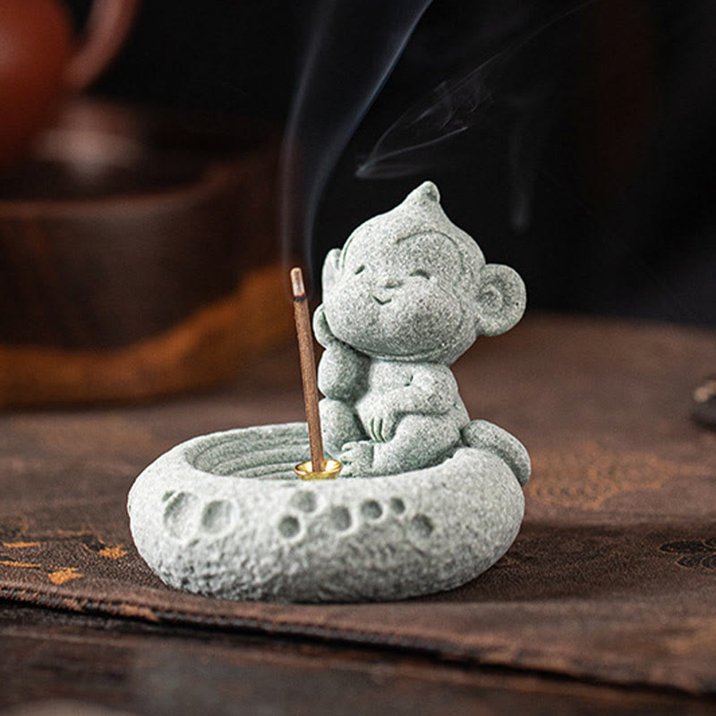 Brûleur d'encens de guérison du zodiaque chinois en Buddha Stones Décoration de bureau