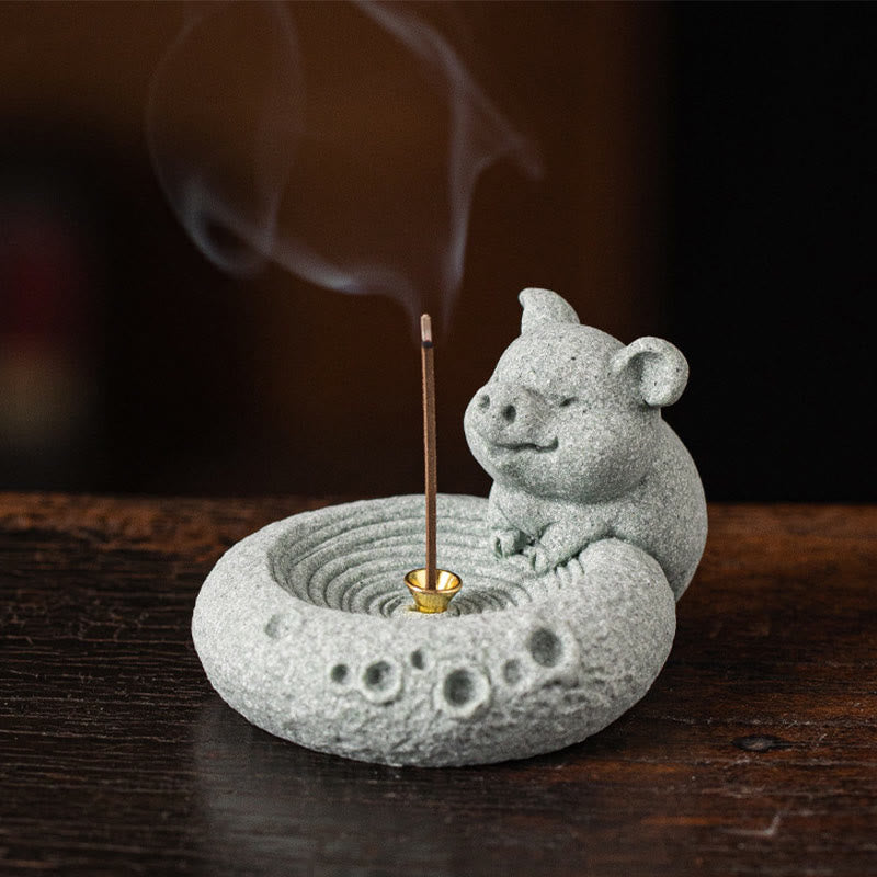 Brûleur d'encens de guérison du zodiaque chinois en Buddha Stones Décoration de bureau