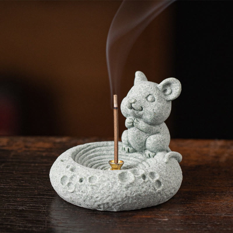 Brûleur d'encens de guérison du zodiaque chinois en Buddha Stones Décoration de bureau