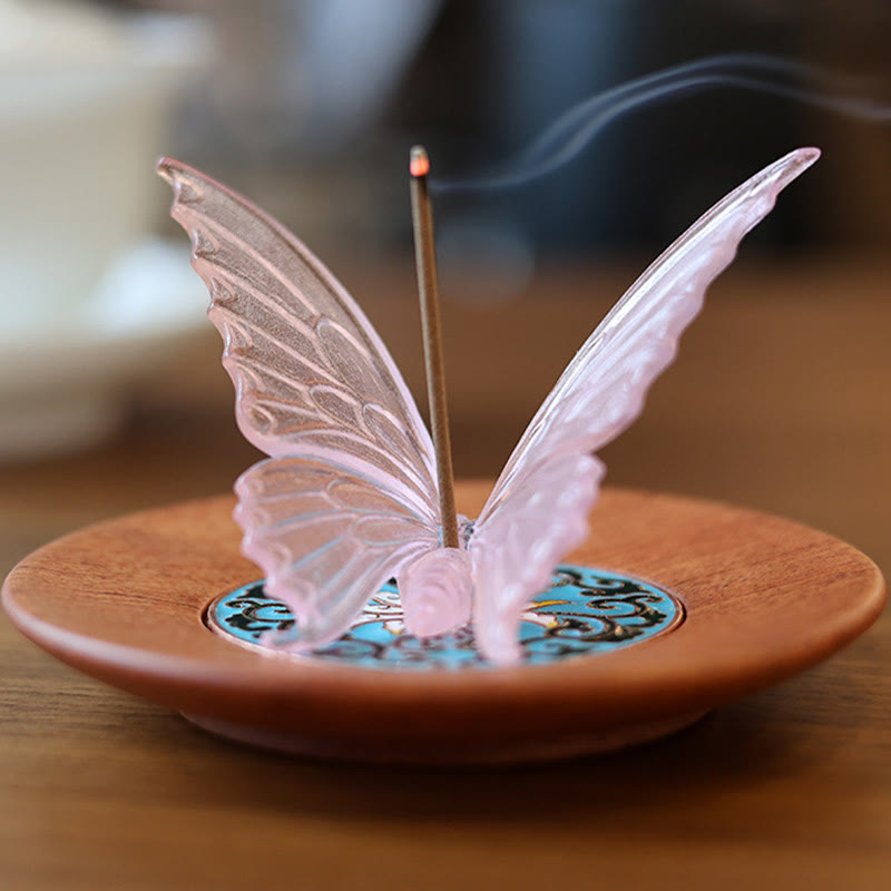 Brûleur d'encens de guérison papillon en Buddha Stones Décoration de bureau