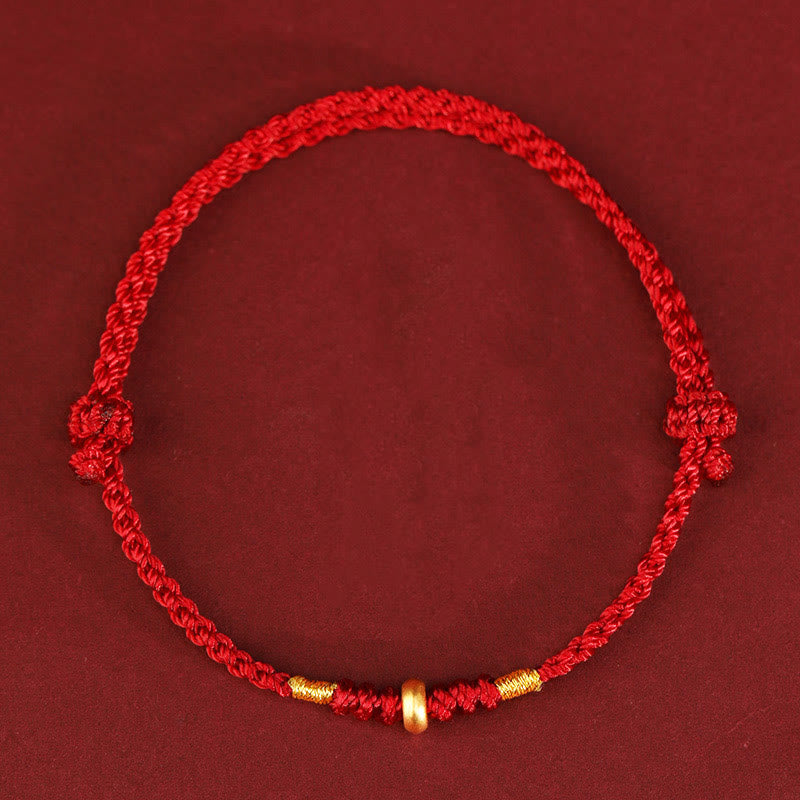 Bracelet & Chevillière de Protection en Fil Rouge et Or 999, Ajustable