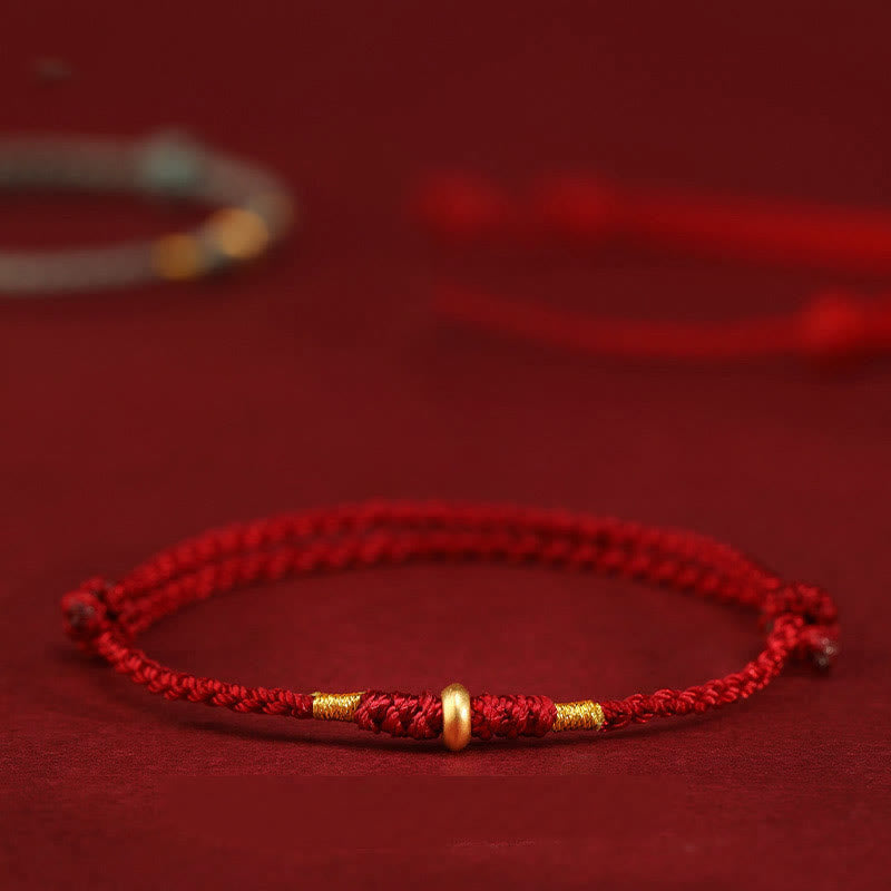 Bracelet & Chevillière de Protection en Fil Rouge et Or 999, Ajustable