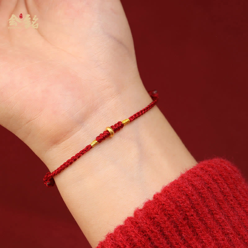 Bracelet & Chevillière de Protection en Fil Rouge et Or 999, Ajustable
