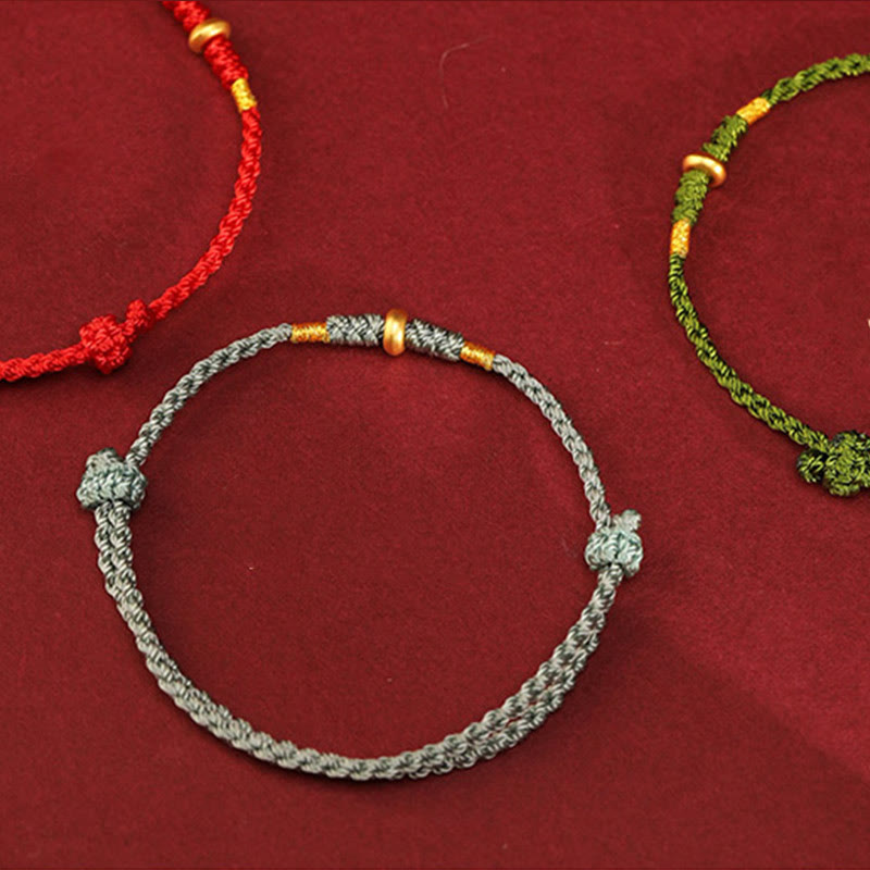 Bracelet & Chevillière de Protection en Fil Rouge et Or 999, Ajustable