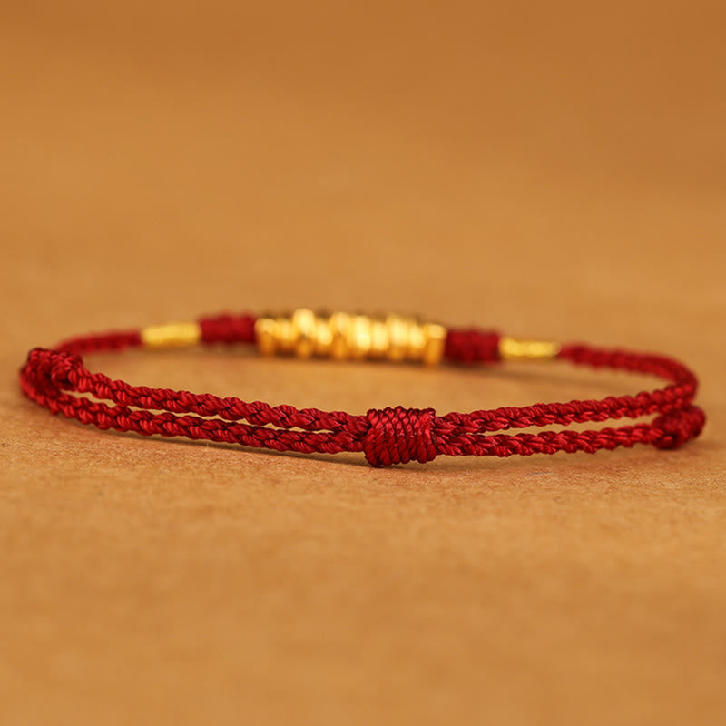 Bracelet Fil Rouge Ultra-Fin & Or 999, Tressage Artisanal Ajustable