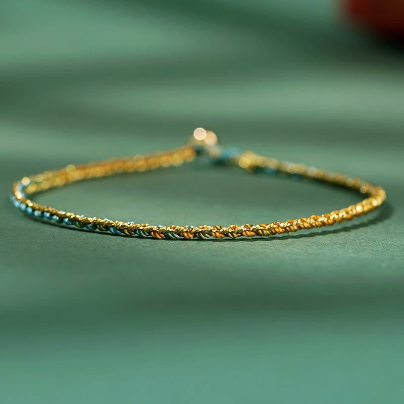Bracelet Corde Lotus Porte-Bonheur Coloré (Option Pièce de Cuivre)