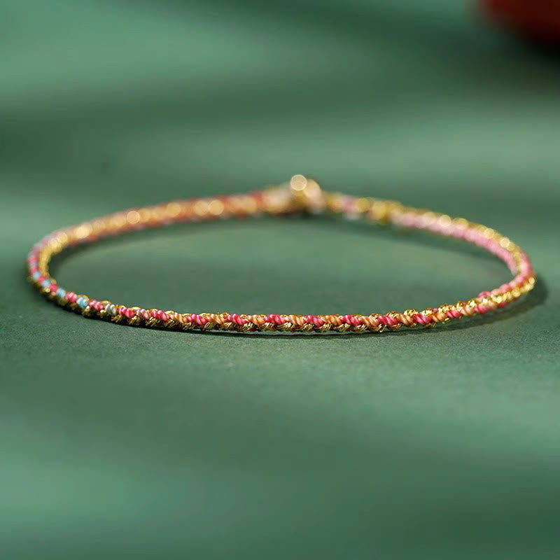Bracelet Corde Lotus Porte-Bonheur Coloré (Option Pièce de Cuivre)