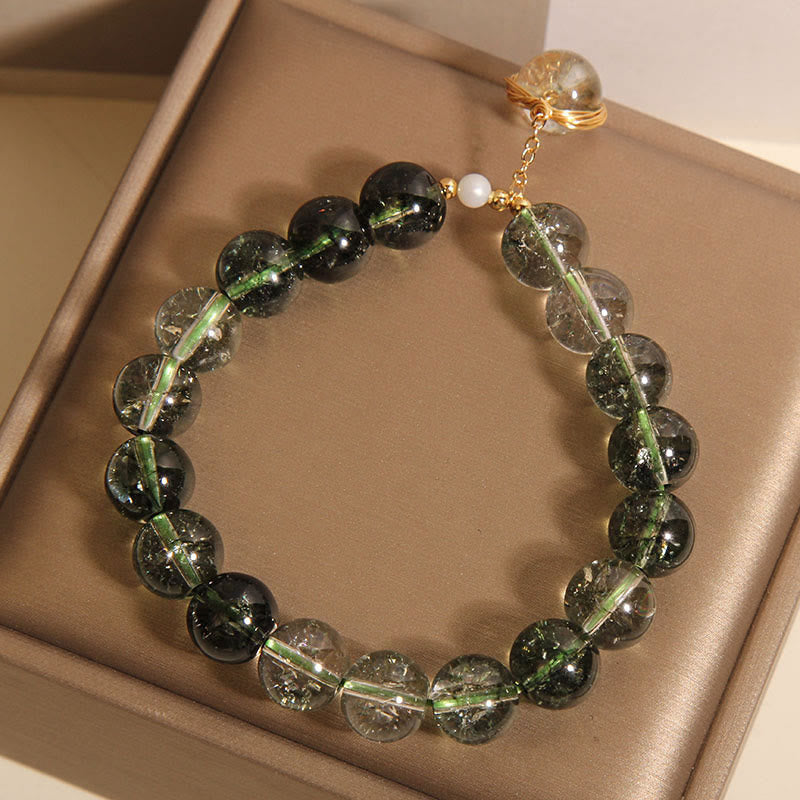 Bracelet en Quartz Fantôme Vert Naturel | Croissance & Harmonie Symbolique