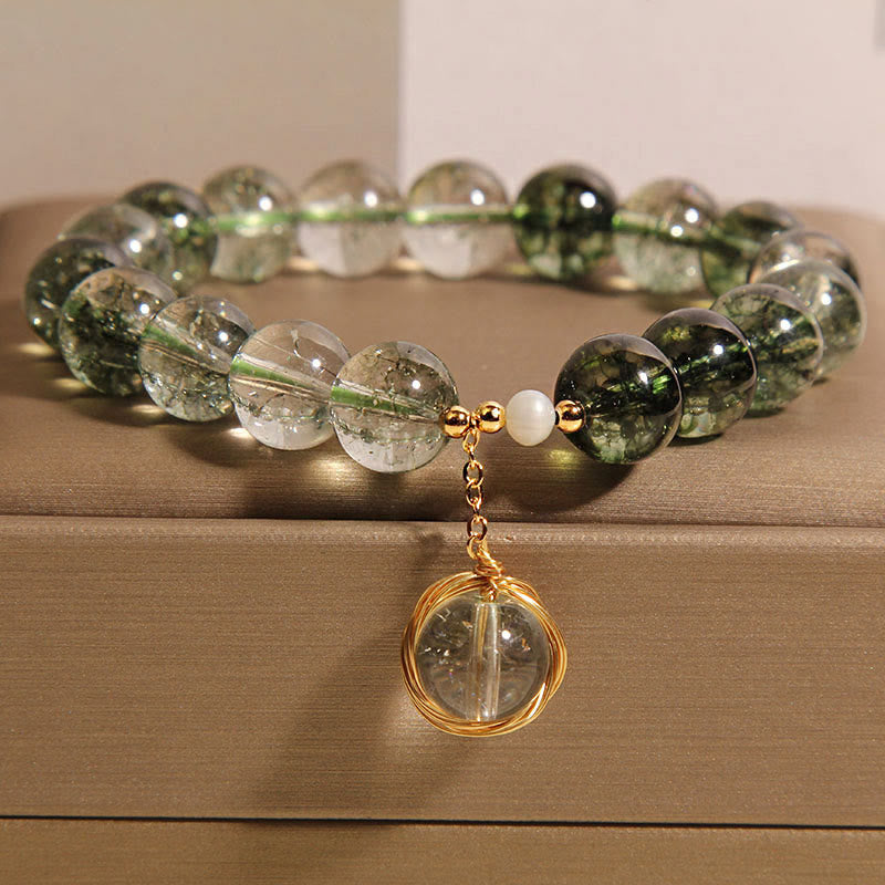 Bracelet en Quartz Fantôme Vert Naturel | Croissance & Harmonie Symbolique