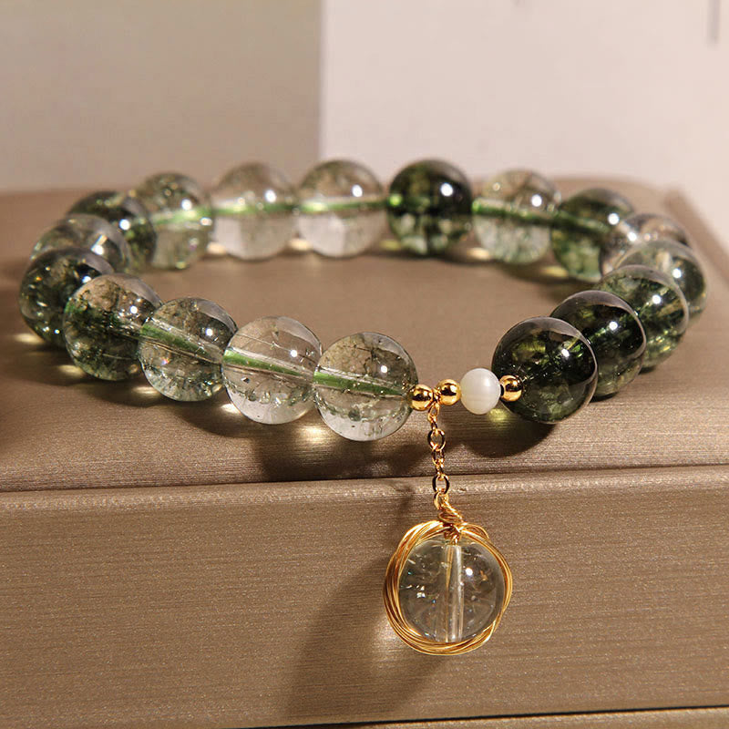 Bracelet en Quartz Fantôme Vert Naturel | Croissance & Harmonie Symbolique