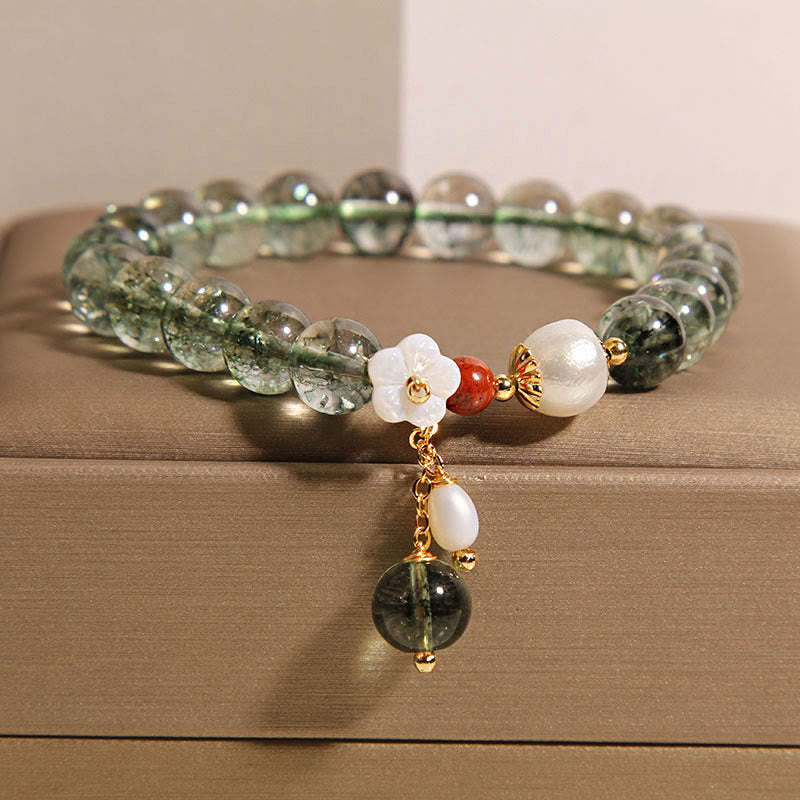Bracelet Fantôme Vert en Quartz Clair Naturel | Harmonie & Renouveau Symbolique