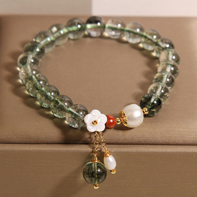 Bracelet Fantôme Vert en Quartz Clair Naturel | Harmonie & Renouveau Symbolique